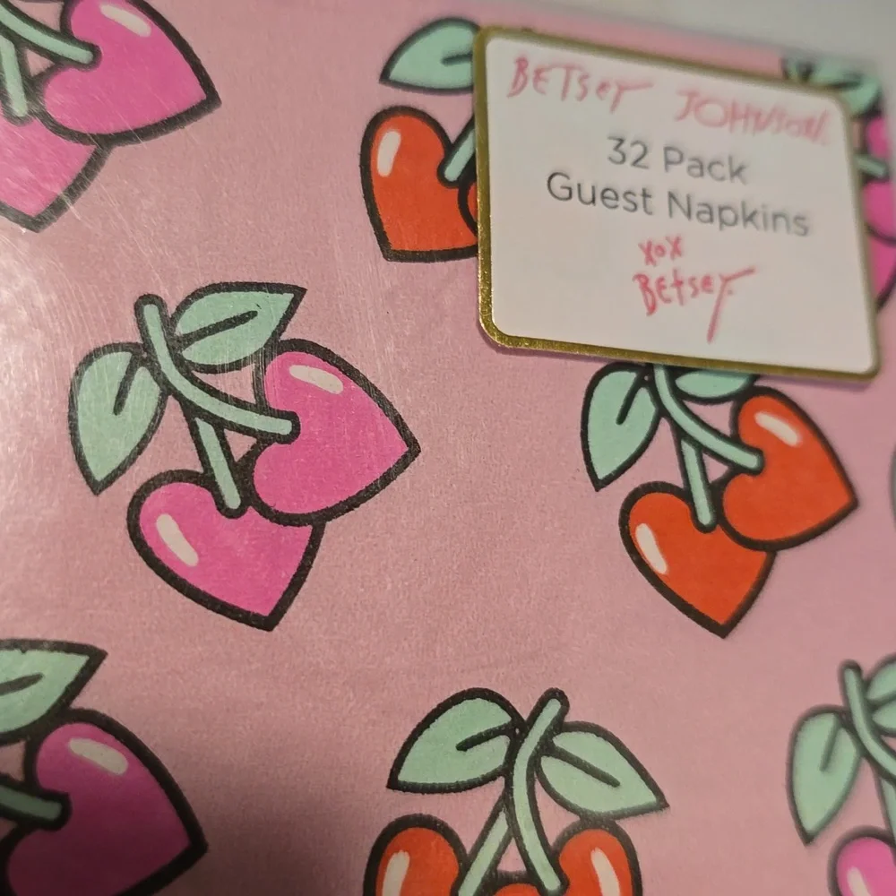 Betsey Johnson Red and Pink Cherry Hearts Napkins